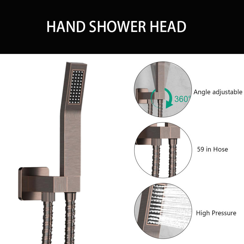 Shower Faucet Set With Hydro Power Temperature Display,10 Inch Shower Head With Handheld Spray, With Shower Valve And Trim Kit