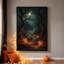 Citrouilles d'Halloween sous un arbre effrayant, tableau sur toile encadré, cadre noir, 61 x 91 cm-164679676-164679678