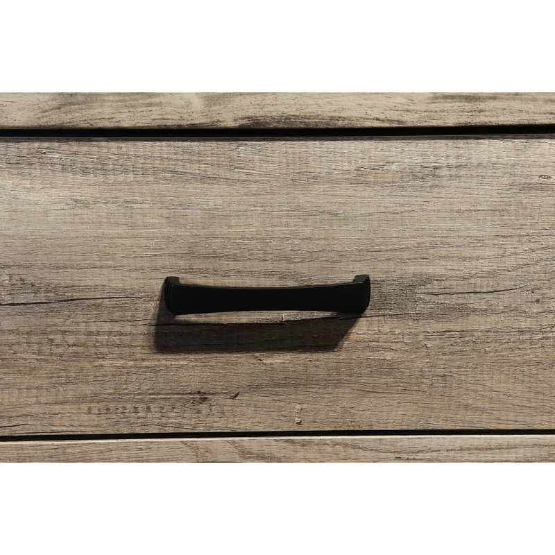 Table de chevet de style rustique - 2 tiroirs en bois massif brun avec ornement