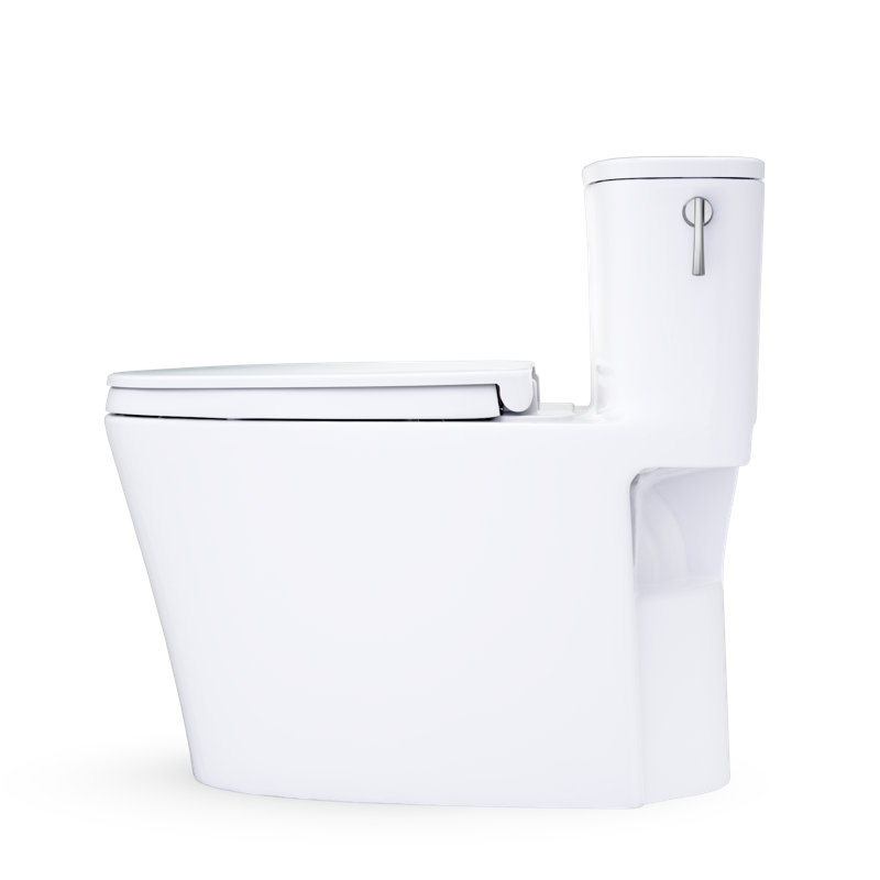 TOTO Aurora One-Piece Elongated 1.28 GPF WASHLET+ and Auto Flush Ready Universal Height Toilet with SS124 SoftClose Seat, Ebony - MS686124CEF#51