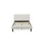 Ensemble de lit 3 pièces - Base de lit capitonnée à boutons - Tête de lit tapissier en tissu de velours blanc lin et table de chevet à finition bourgogne-977534388-977534280