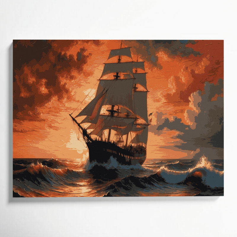 Art nautique brun sur toile nautique, H 20 po x l 30 po
