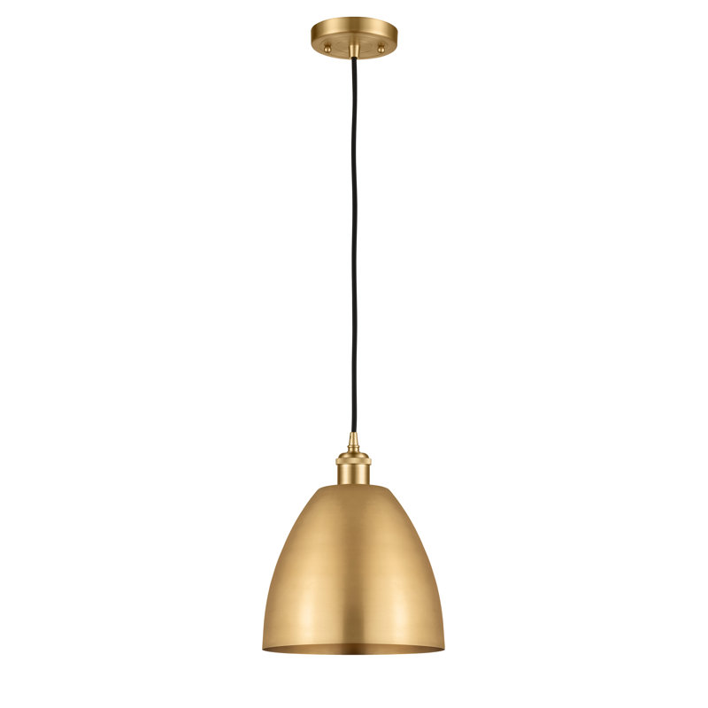 Matte Black and Satin Gold 12.88" Mini Pendant Light