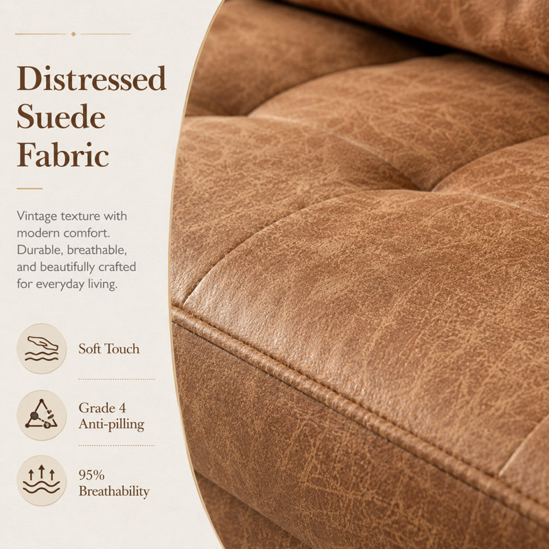 Aisha 70" Faux Leather Square Arm Loveseat, Light Brown Faux Leather