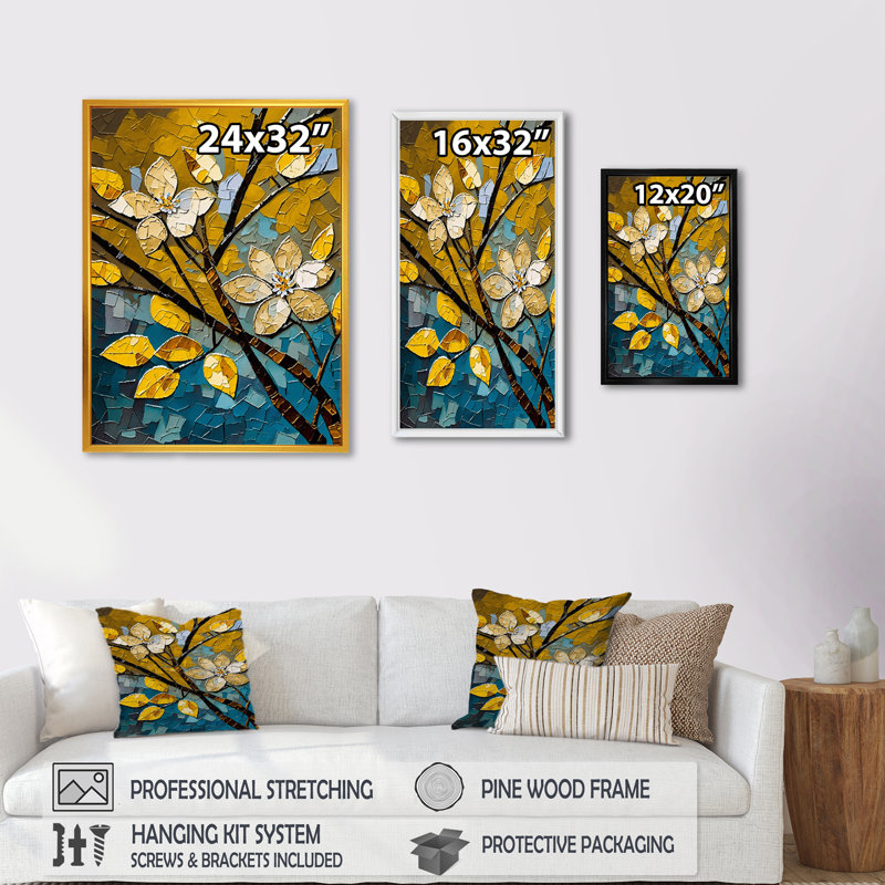 «Bright Blossoming Minimal Wildflowers IV», reproduction d'un seul cadre photo sur toile, H 20 po x l 12 po x P 1 po
