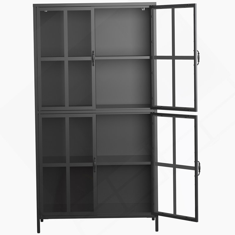 Armoire de rangement de qualité supérieure avec portes en verre trempé et tablettes réglables pour une utilisation polyvalente à la maison et au bureau