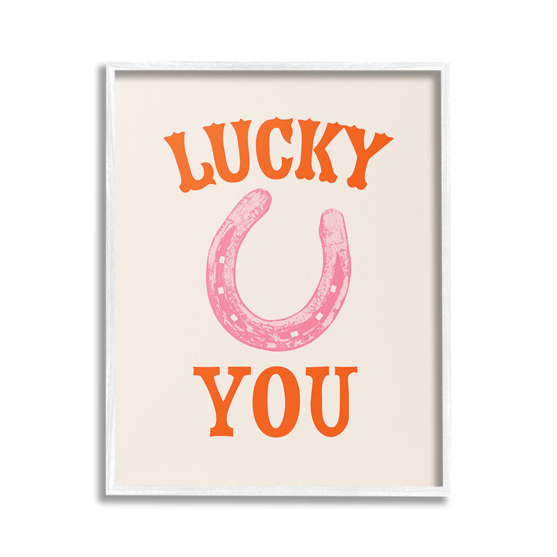 «Lucky You Horseshoe», art de la giclée encadrée par Victoria Barnes, Giclée encadrée blanc bord de mer, H 20 po x l 16 po