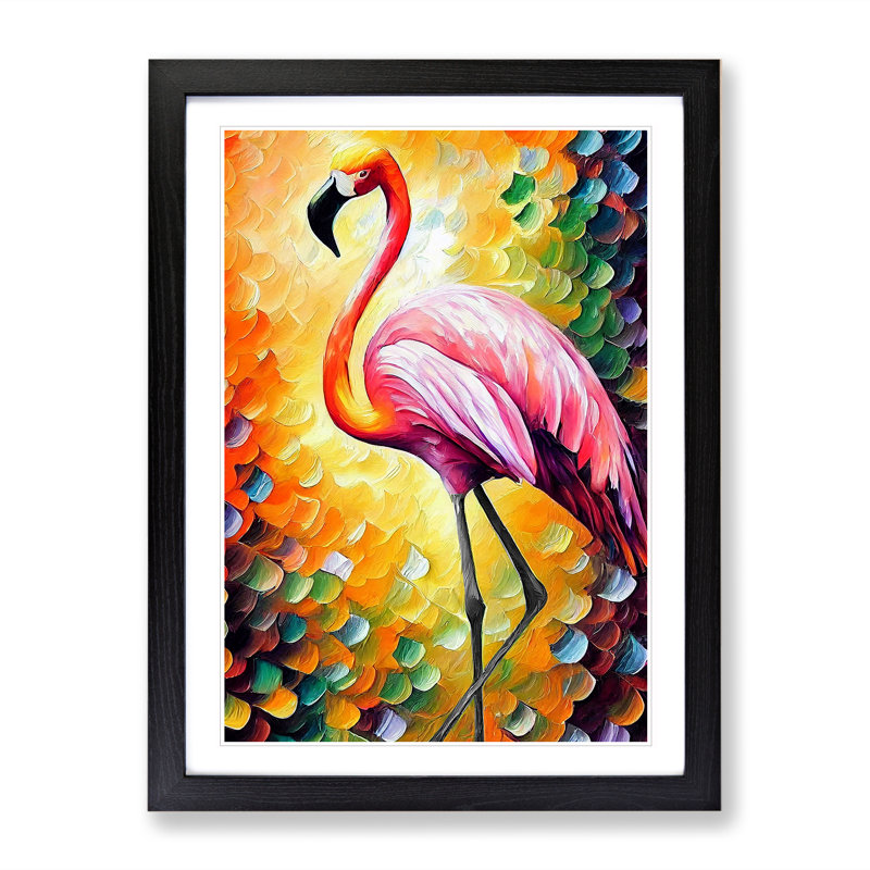 Flamingo Portrait No.2 - Framed Print, Black, 64cm H x 46cm W