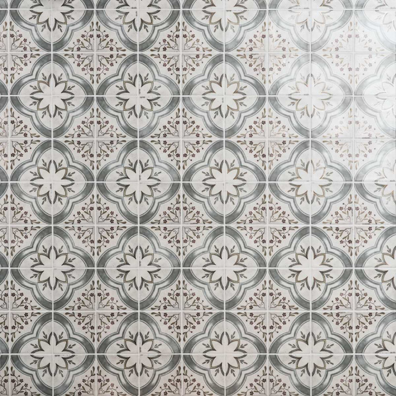 Paula Purroy Talia 5x5 Matte Ceramic Tile, Blossom Blue Gray