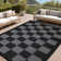 Outdoor Rug Waterproof Outdoor Plastic Straw Rug, Modern Checkered Reversible Floor Mat, Stain-Resistant Geometric Outside Carpet for Patio, RV