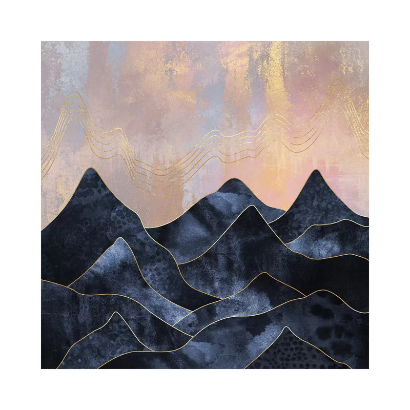 Impression d’art graphique, "mountainscape I" par Elisabeth Fredriksson, H 18 po x l 18 po x P 1,5 po, Toile tendue