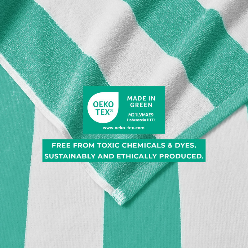 Oversized Teal and White Cotton Cabana Beach Towel