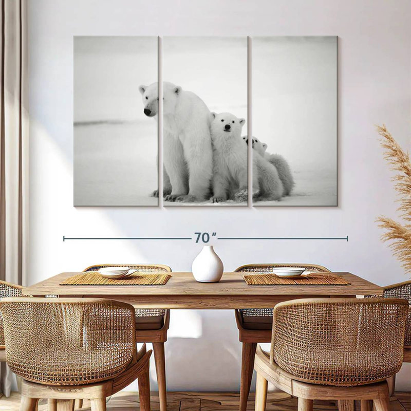 Polar Bear And Cubs, 42" H x 65" W