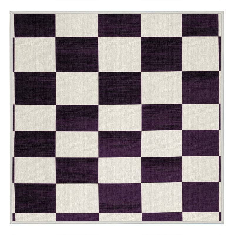 Machine Washable Checkered Beige Area Rug, Square 3'
