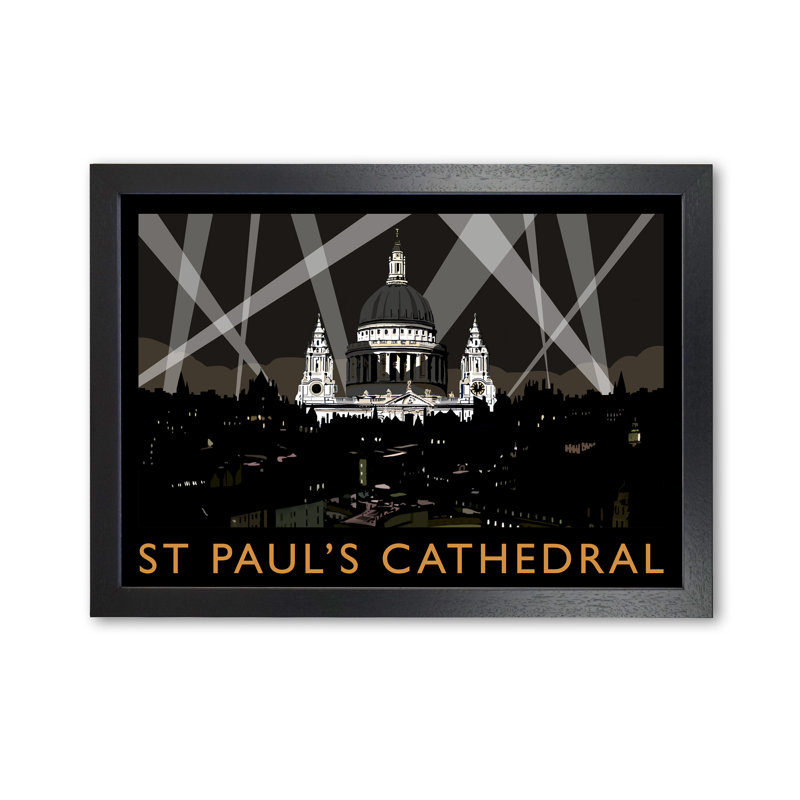 St Paul's Cathedral At Night by Richard O'Neill - Single Picture Frame Print, 297 cm H x 42 cm W, Black