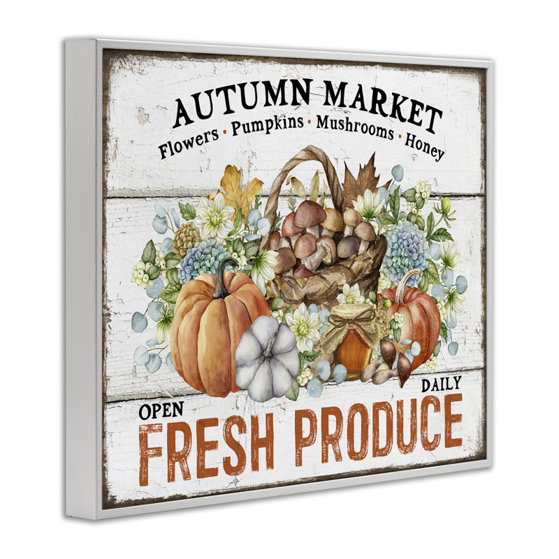 Art mural sur toile Fresh Fall Produce par Creatif Belle, Giclée encadrée blanc bord de mer, H 16 po x l 20 po