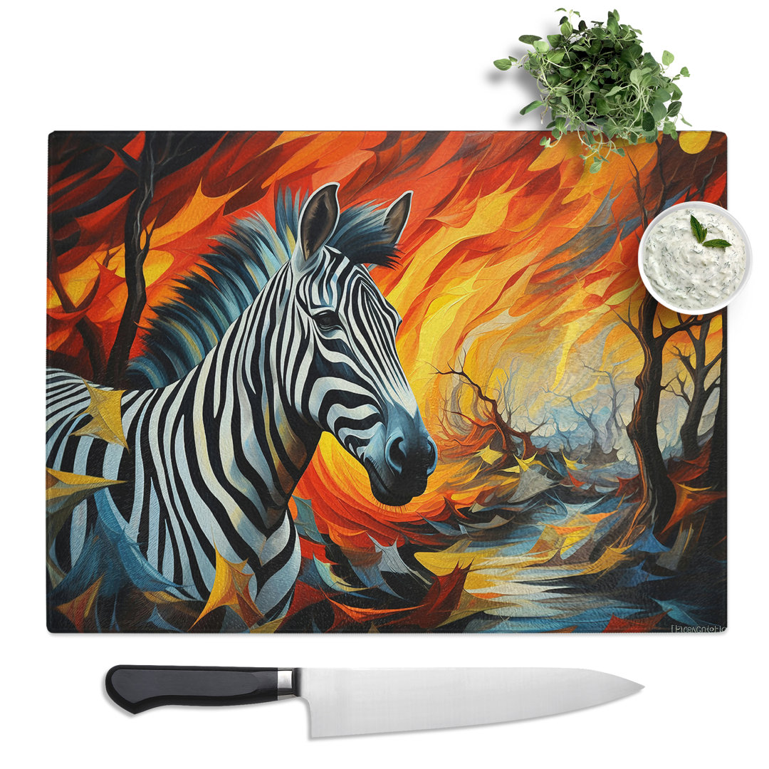Zebra Abstract  Glass Chopping Board
