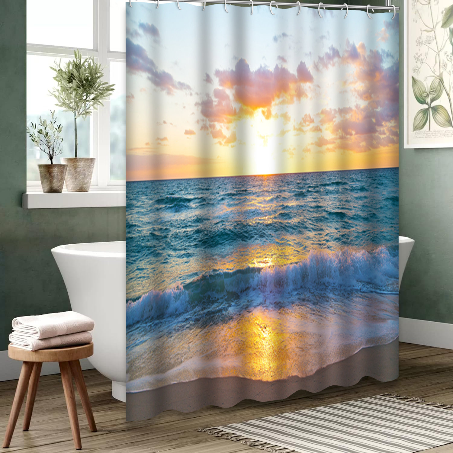 Sunlit Shoreline Shower Curtain NCU0DQQ0381