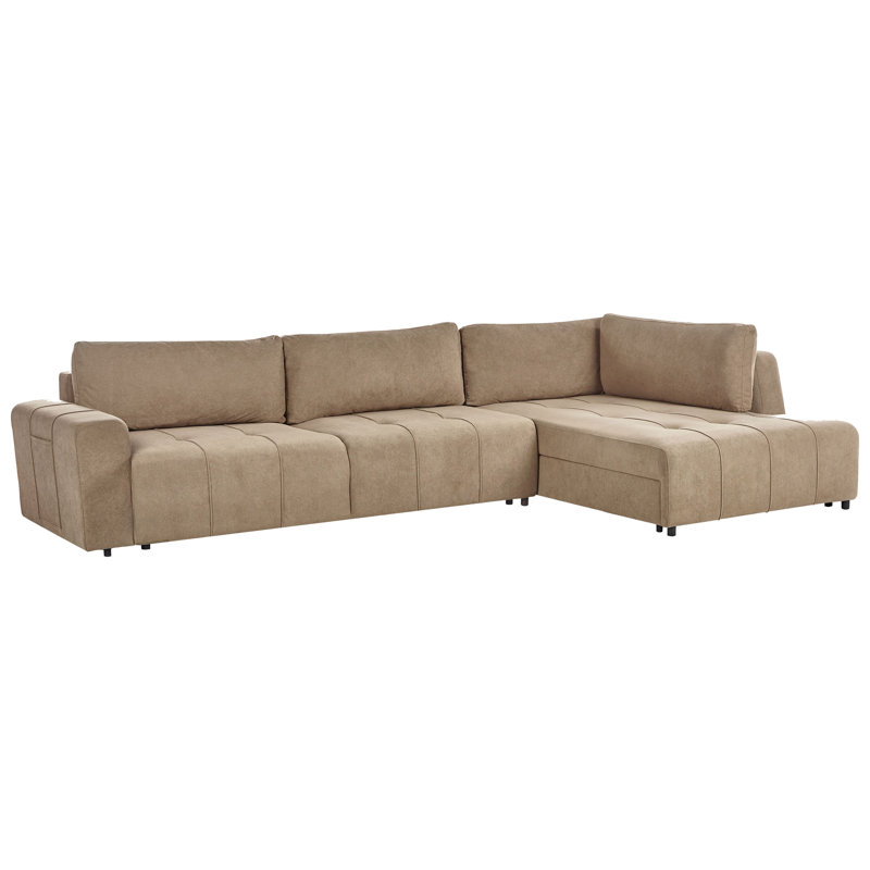 4 Seater Fabric Corner Sofa Bed with Storage Chantea, Right Hand Facing, Brown