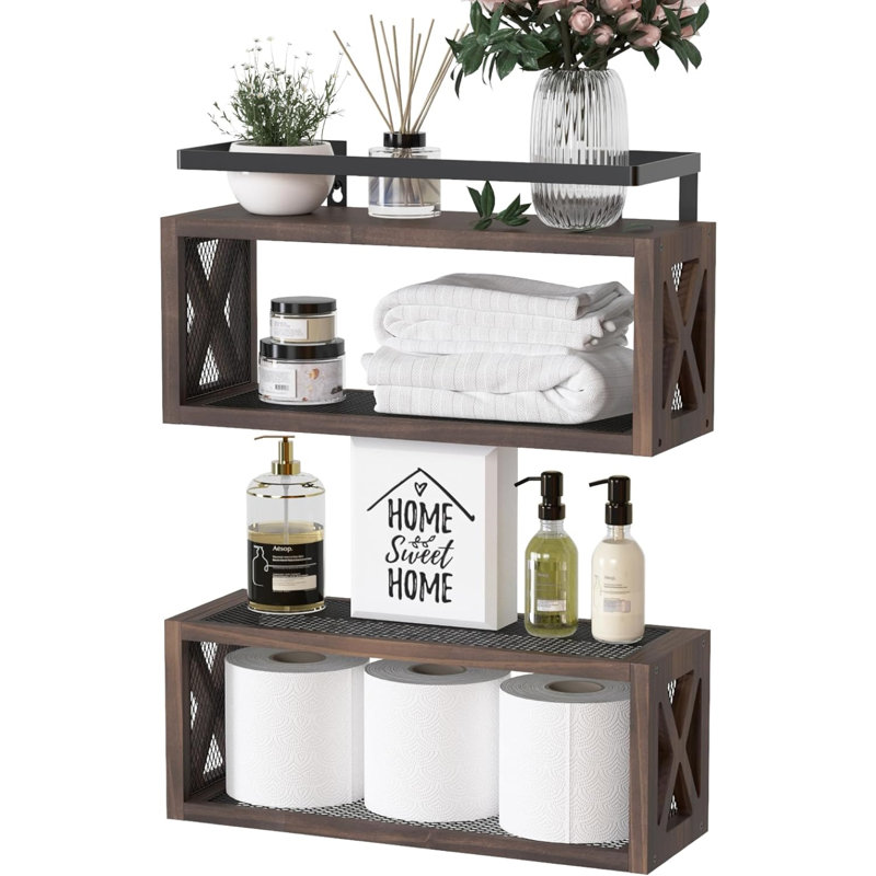 Solid Wood Floating Shelf, Brown