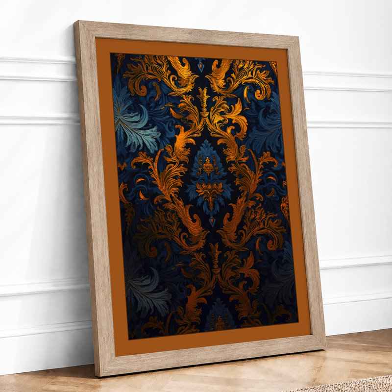 Gilded Damask Art Deco - Framed Print, A3 - 42.0 x 29.7 cm, Oak