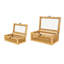 Cole And Grey Rattan Handmade Woven Storage Decorative Box With Glass Top And Bronze Latches