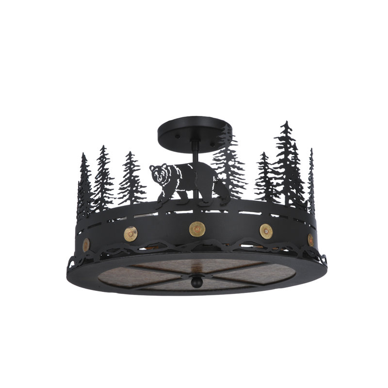 Black Glass 3-Light Energy Star Indoor/Outdoor Flush Mount
