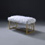 White Faux Fur & Gold Finish Bench