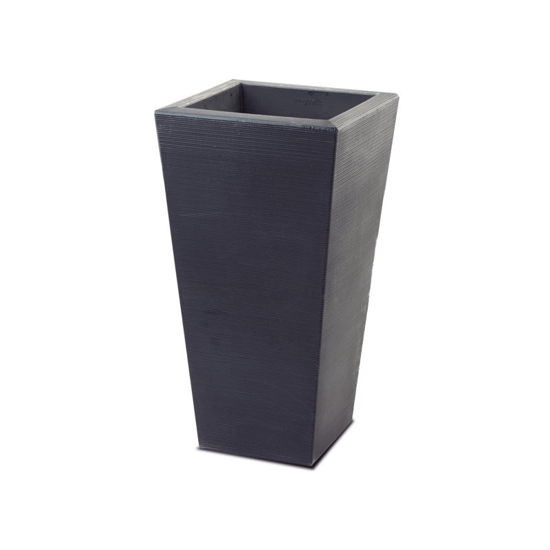 Plastic Pot Planter, Caviar Black, 34.7" H x 17" W x 17" D