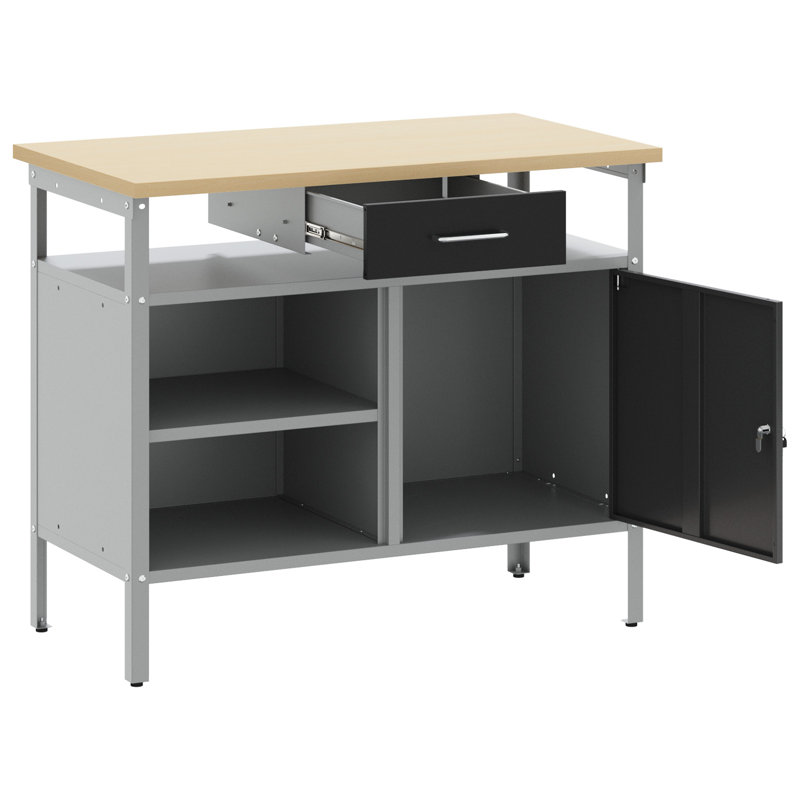 100cm W Steel Top Workbench, Black
