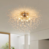 6-Lights Gold Crystal Dimmable Sputnik Sphere Globe Chandelier LED Ceiling Lighting Fixtures