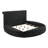 1pc Unique Round Plush Black Velvet Button-Tufted Detailing Storage Bed-1797588541