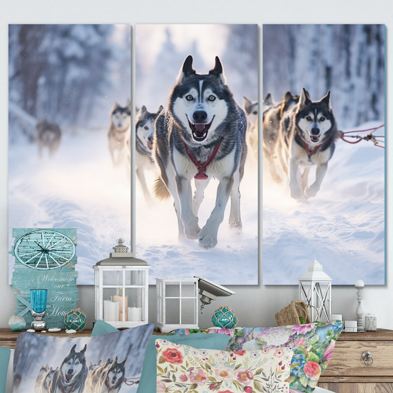 Ensemble de décoration murale Alaska Dog Sledding II - Animaux