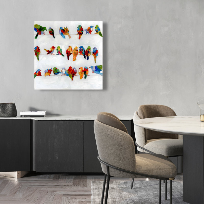 Colourful Birds on a Wire Canvas | Contemporary Bedroom Decor