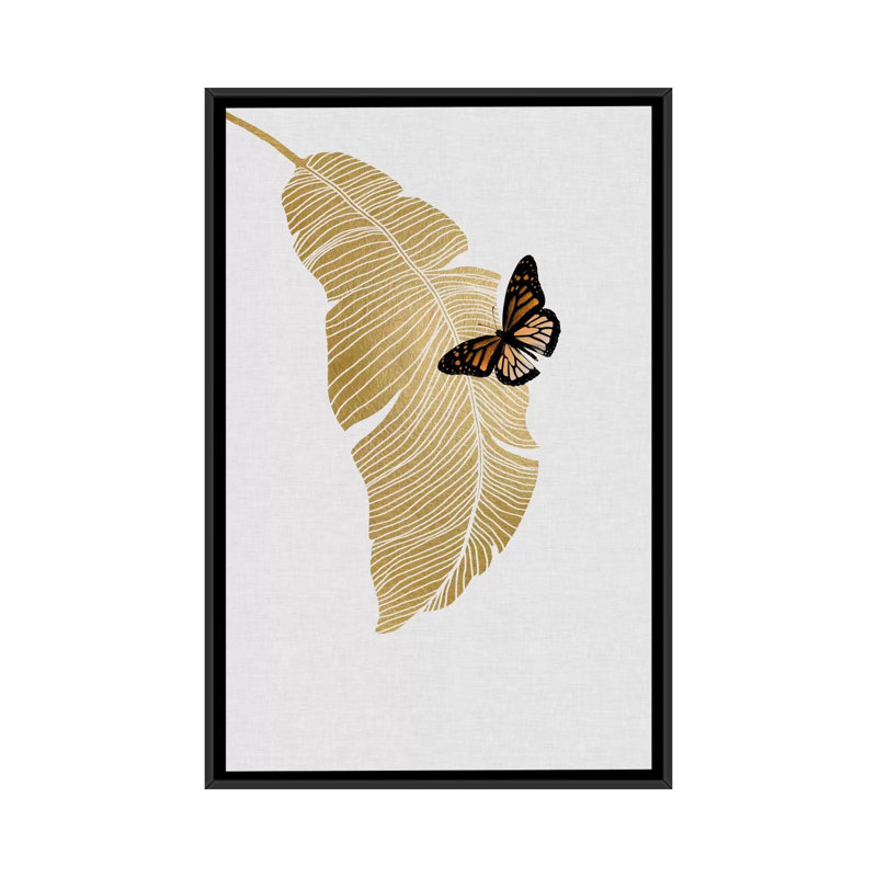 «Butterfly and Palm» par Orara Studio - Estampe numérique sur toile tendue avec châssis, H 26 po x l 18 po x P 1,5 po