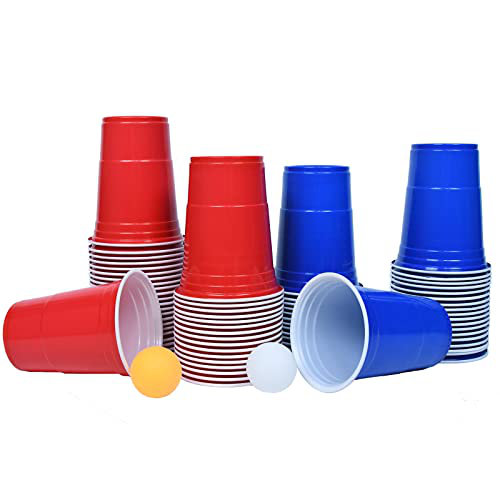 Trinkspiel Bierpong Becher Beerpongbecher mit 50 Red Cups + 50 Blue Cups