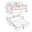 Canapé-lit convertible moderne de 55 po avec 2 poches pour accoudoirs amovibles, canapé-lit en velours avec lit escamotable, 2 coussins et dossier ajustables pour le salon, accoudoirs à motif quadrillé-1273060564