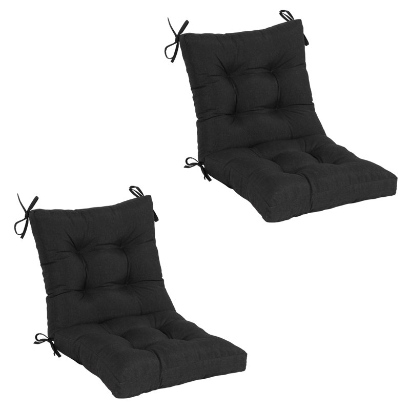 Coussins de siège et de dossier capitonnés 20 po x 40 po x 3,5 po pour l'extérieur et l'intérieur (ensemble de 2), Noir