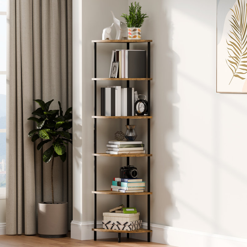 Corner Stand Shelf for Storage, Corner Shelf Organizer,Rustic Brown Rack for Small Spaces,Home Office,Kitchen,Bathroom