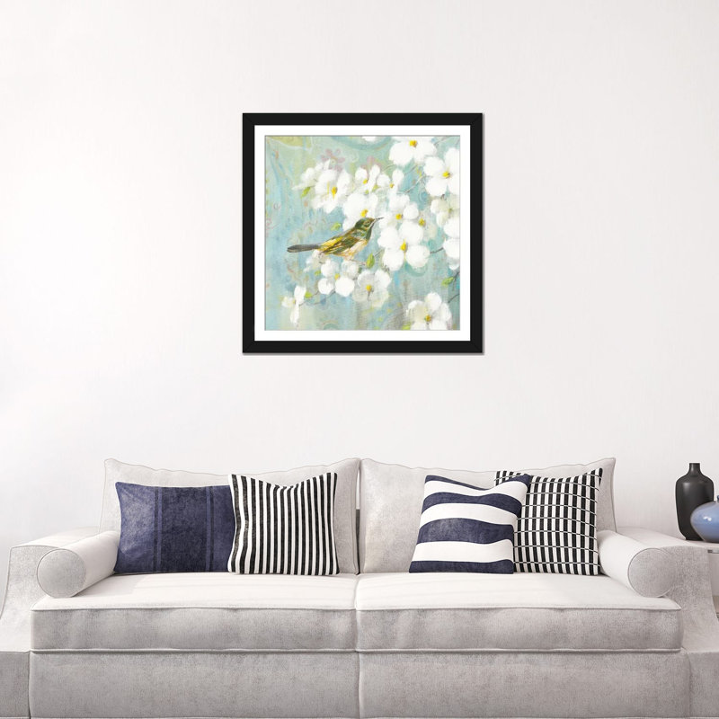 « spring rêve v », reproduction d’art sur toile tendue, Papier d'art encadré noir, Blanc, H 24 po x l 24 po x P 1 po