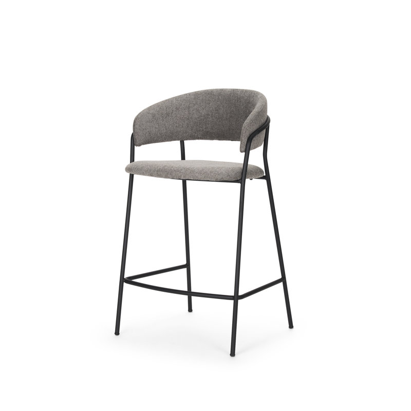Tabouret de comptoir et de bar Burkeen, gris, Tabouret de comptoir (siège d'une hauteur de 26 p