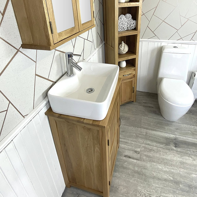 Martine 520mm Single Bathroom Vanity with Vessel Ceramic Basin, Oak