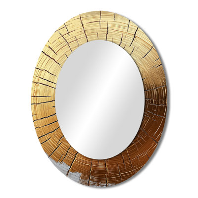 Golden Wood Slide Roots Of Serenity III - Landscapes Oval Decorative Mirror On Metal