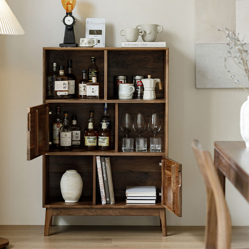 Chinese style solid wood bookcase with door