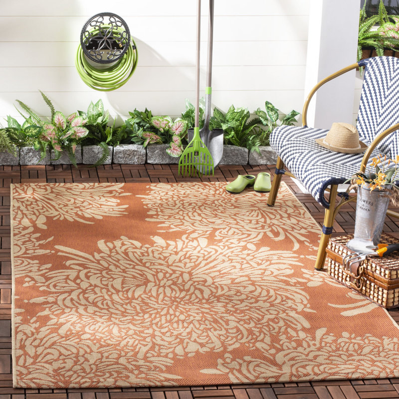 Chrysanthemum Martha Stewart Performance Floral Rug, Rectangle 6'7" x 9'6"