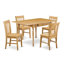 Ensemble de salle à manger 5 pièces moderne comprenant une table rectangulaire en bois avec Dropleaf et 4 chaises de salle à manger en lin, acajou-106903584-122934970-131575169