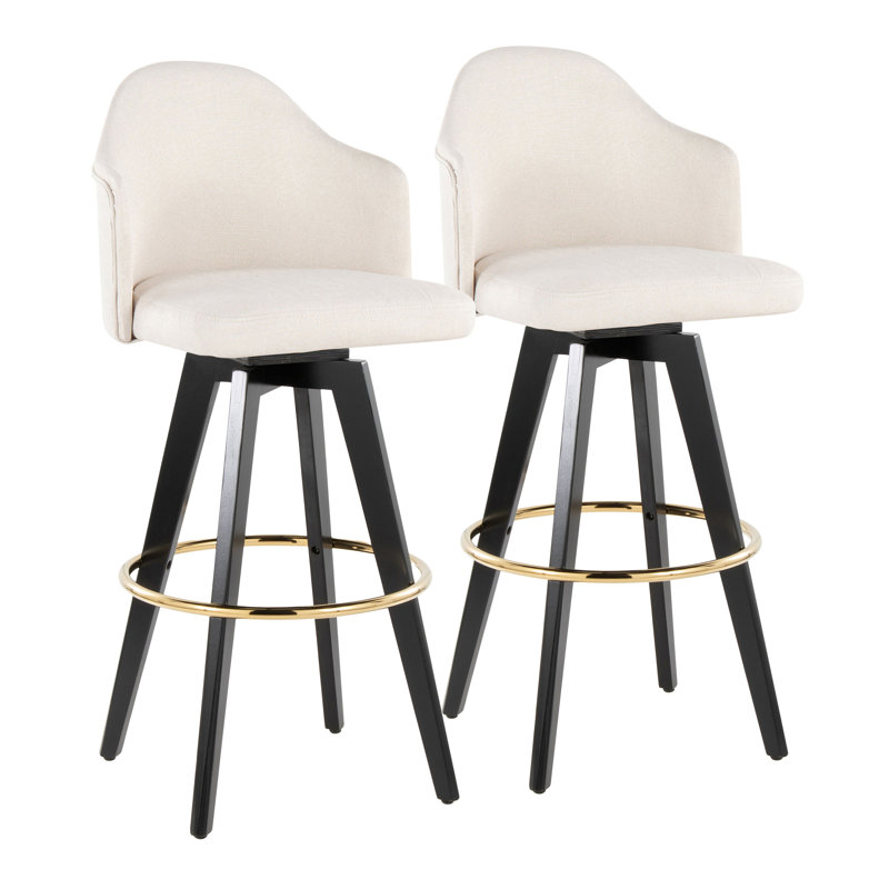 Fixed-Height Barstool with Swivel, White