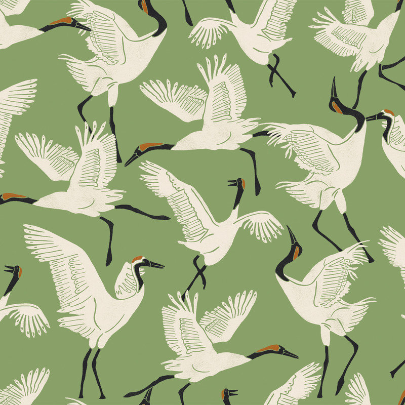 «Family of Cranes» par Novogratz, Vert Waverly