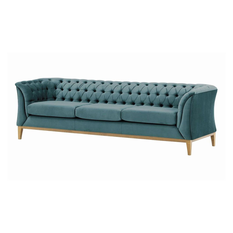 Burnham Velvet 3 Seater Sofa, Blue