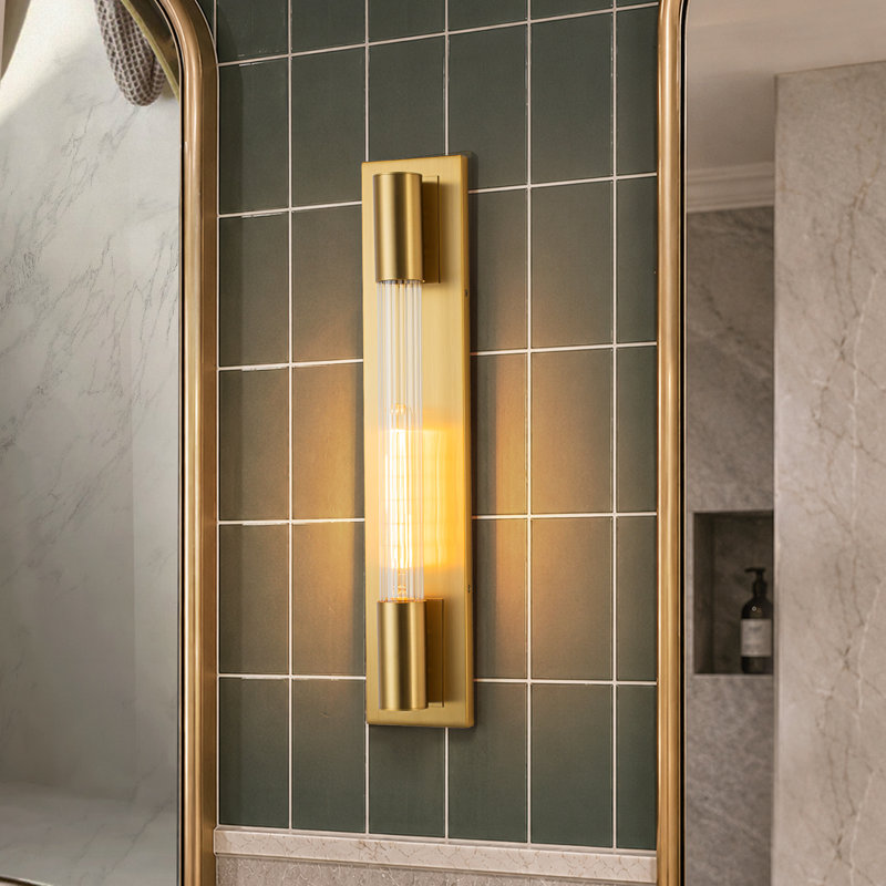 Flush Mounted Ribbed Glass Wall Sconce